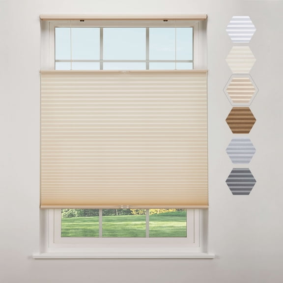 Linen Avenue Cordless Top Down Bottom Up Light Filtering Cellular Shade 20 W x 48 H, Muslin