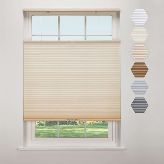 Linen Avenue Cordless Top Down Bottom Up Light Filtering Cellular Shade 23 W x 48 H, Muslin
