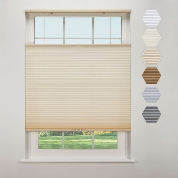 Linen Avenue Cordless Top Down Bottom Up Light Filtering Cellular Shade 41 W x 84 H, Muslin