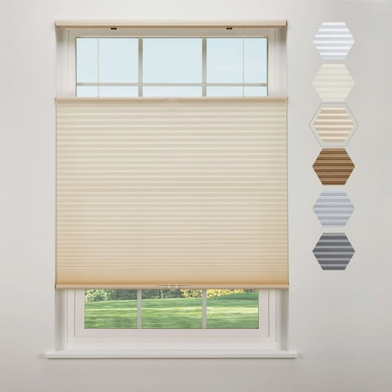 Linen Avenue Cordless Top Down Bottom Up Light Filtering Cellular Shade 44 1/2 W x 48 H, Muslin