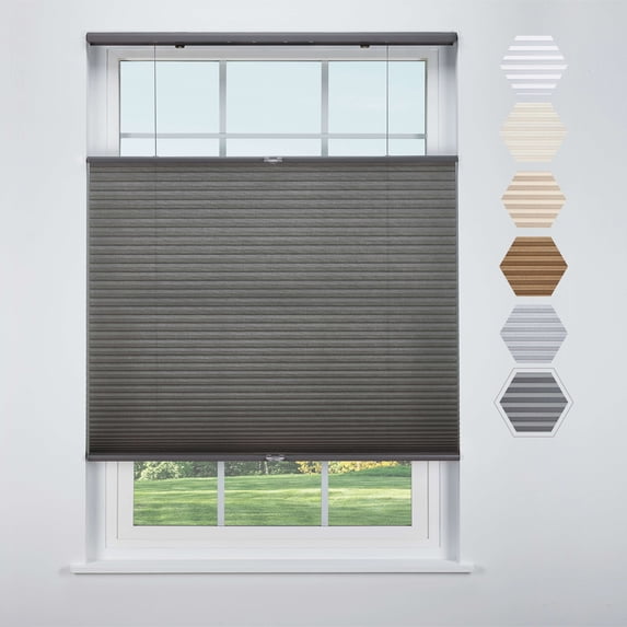 Linen Avenue Cordless Top Down Bottom Up Light Filtering Cellular Shade 54 W x 48 H, Dark Grey (Arrives 1/4" Narrower)