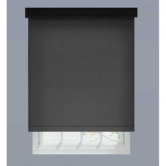 Linen Avenue Custom Cordless Cassette 1% Solar Roller Shade, 31 W x 66 H Charcoal