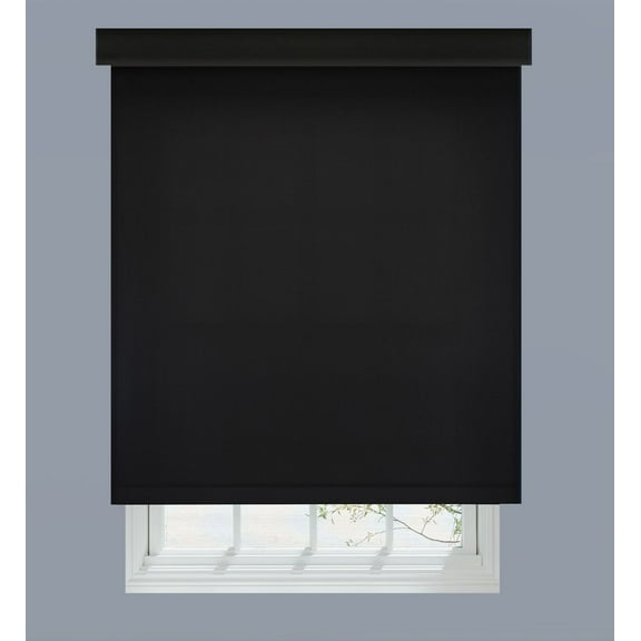Linen Avenue Custom Cordless Cassette 1% Solar Roller Shade, 36 W x 66 H Black