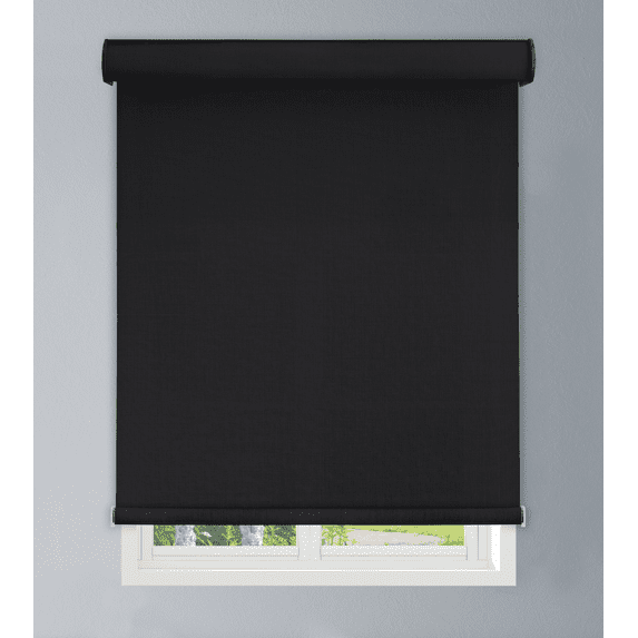 Linen Avenue Custom Cordless Cassette 1% Solar Roller Shade, 46 W x 66 H Black