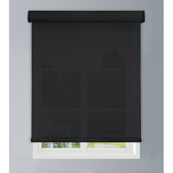 Linen Avenue Custom Cordless Cassette 5% Solar Roller Shade, 25 W x 78 H Black