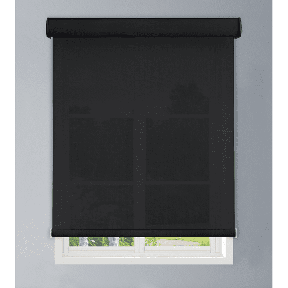 Linen Avenue Custom Cordless Cassette 5% Solar Roller Shade, 30 W x 66 H Black
