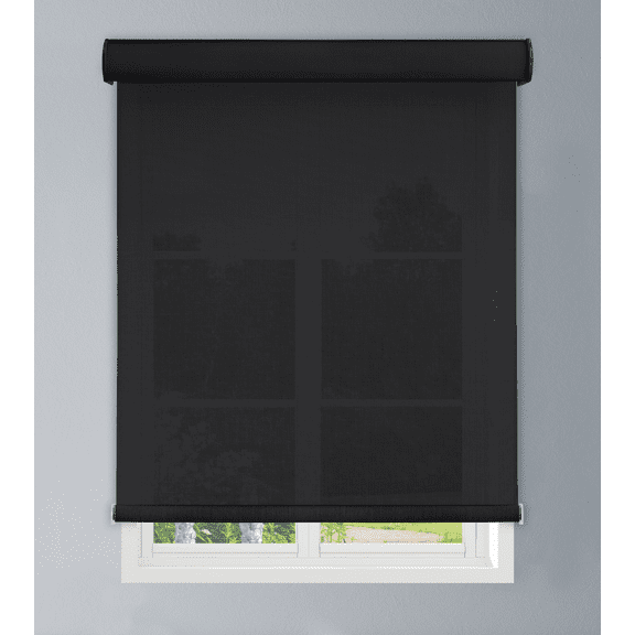 Linen Avenue Custom Cordless Cassette 5% Solar Roller Shade, 39 W x 66 H Black