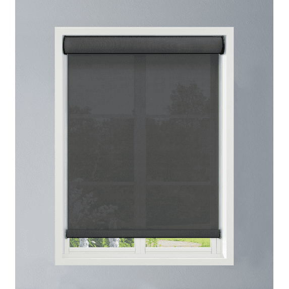 Linen Avenue Custom Cordless Cassette 5% Solar Roller Shade, 40 W x 78 H Charcoal