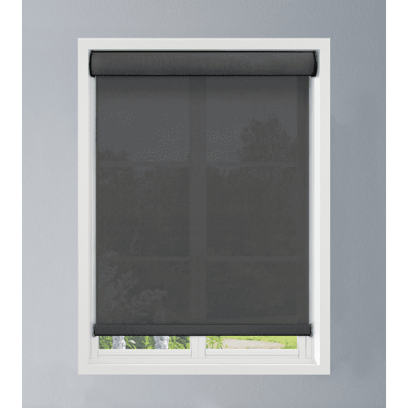 Linen Avenue Custom Cordless Cassette 5% Solar Roller Shade, 66 W x 66 H Charcoal