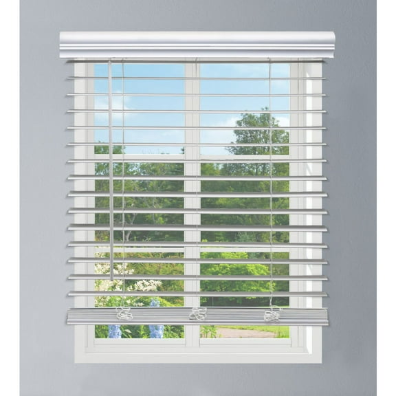 Linen Avenue Custom Cordless Outside Mount Faux Wood Blinds, 43.5 W X 60 H