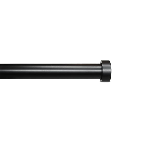 Linen Avenue End Cap Single Window Curtain Rod Set, 28 to 48-inch, Matte Black
