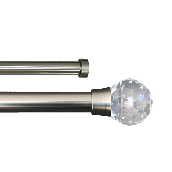 Linen Avenue Faceted Acrylic Double Window Curtain Rod Set, 28 to 48-inch, Polished Nickel