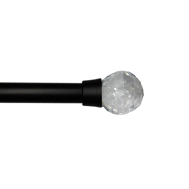 Linen Avenue Faceted Acrylic Single Window Curtain Rod Set, 48 to 86-inch, Matte Black