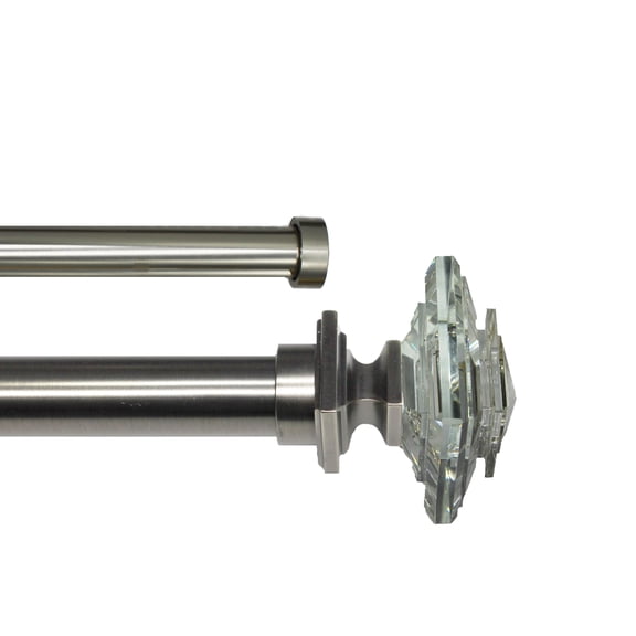 Linen Avenue Glass Square Double Window Curtain Rod Set, 66 to 120-inch, Polished Nickel