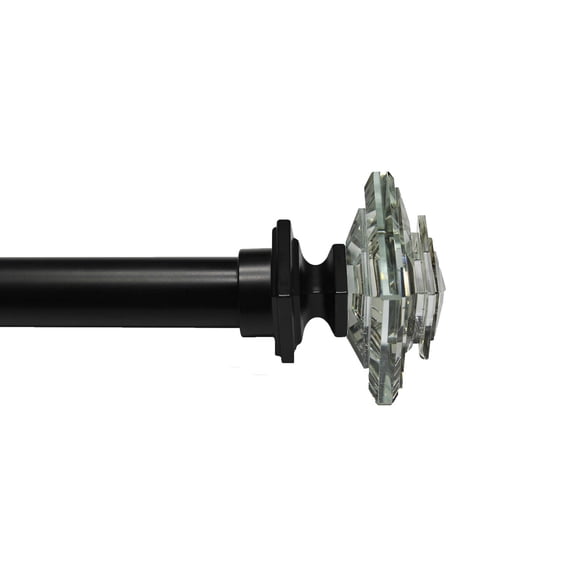 Linen Avenue Glass Square Single Window Curtain Rod Set, 28 to 48-inch, Matte Black