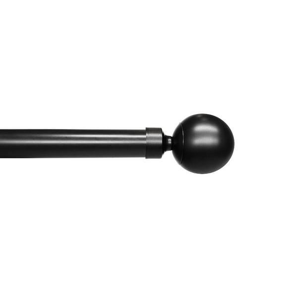 Linen Avenue Matte Ball Single Window Curtain Rod Set, 66 to 120-inch, Matte Black