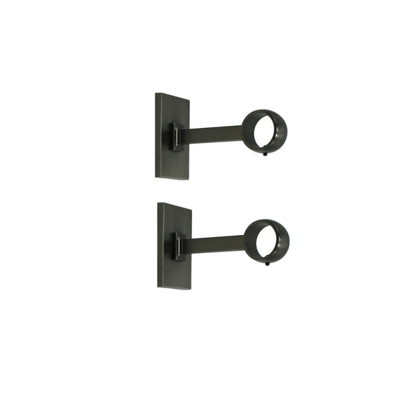 Linen Avenue Single Rod Decorative Bracket Rectangle, 2 Pack Antique Silver