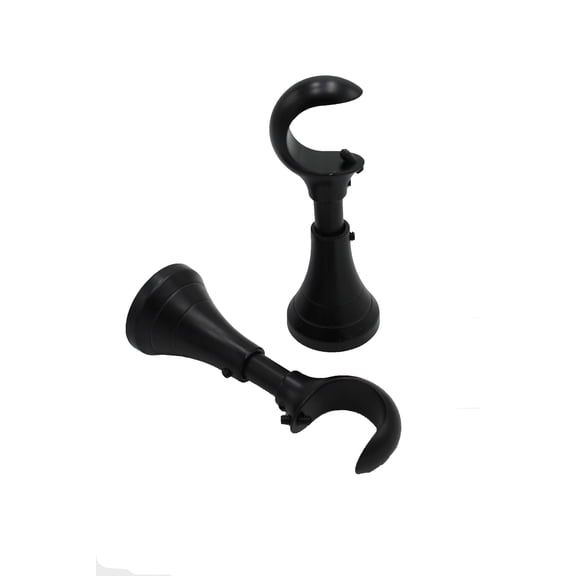 Linen Avenue Single Rod Decorative Bracket Round, 2 Pack Matte Black