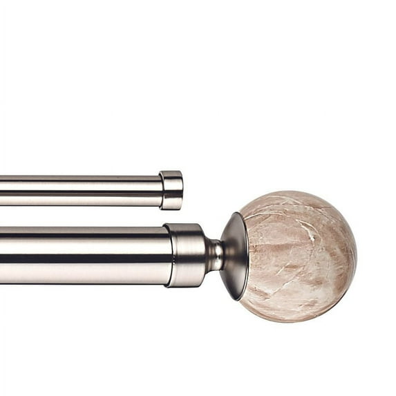 Linen Avenue Tan Travertine Double Window Curtain Rod Set, 48 to 86-inch, Polished Nickel