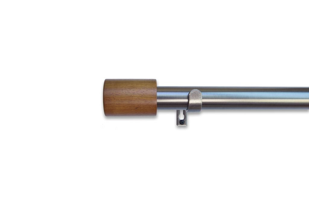 Linen Avenue Wood Cylinder Single Window Curtain Rod Set, 48 to 66-inch, Antique Silver