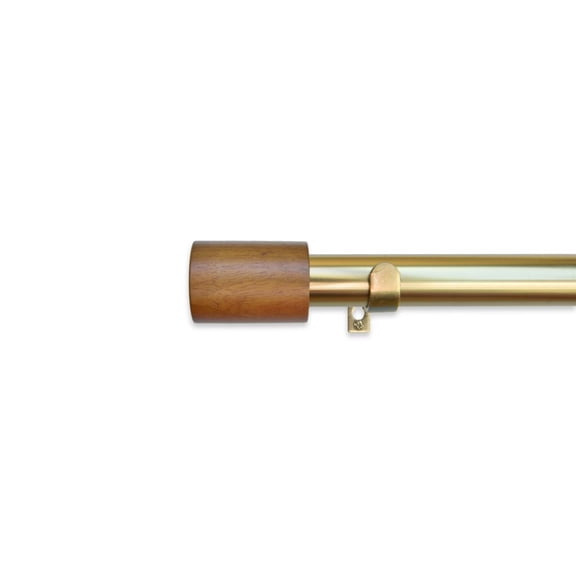 Linen Avenue Wood Cylinder Single Window Curtain Rod Set, 48 to 66-inch, Brass