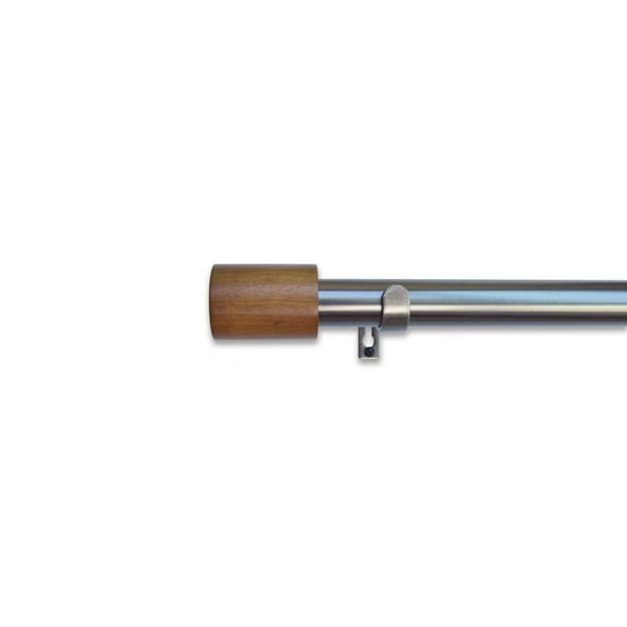 Linen Avenue Wood Cylinder Single Window Curtain Rod Set, 66 to 120-inch, Antique Silver