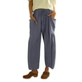thumbnail image 1 of Linen Baggy Pants for Women Plus Size Wide Leg Drawstring High Waisted Elastic Waist Gauze Pants Work Ankle Length Loose Fit Trouserswith Pockets Gray XL, 1 of 9