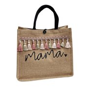 Linen Bags with Handle Beach Tote Bag Large Capacity Cute Gift for Women Friend Ladies Travel Shopping Handbag