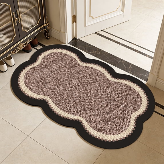 Linen Bath Mat Non Slip Bathroom Rug Absorbent Quick Dry Floor Carpet Soft Foot Mat Machine Washable Entryway Rug Farmhouse Home Decor for Shower Sink Toilet Bedroom Hallway Laundry Room