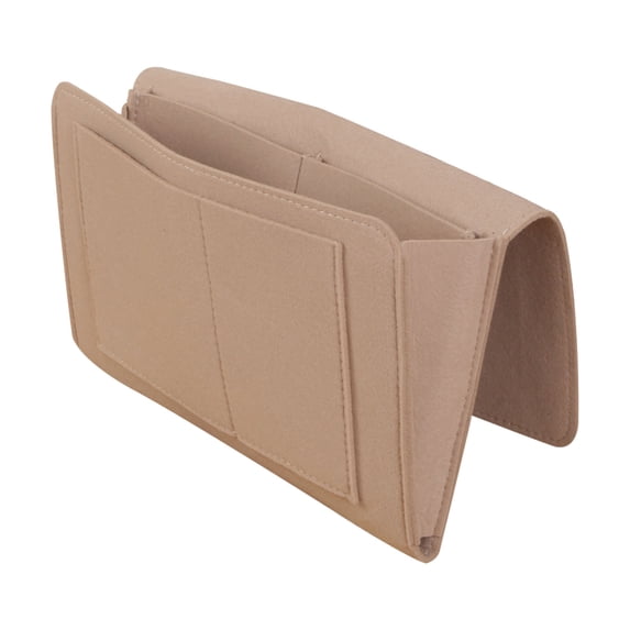 Linen Bedside Hanging Organizer for Bedroom Storage, Portable Caddy for Phone and Remote Control, Fabric Hanging Bag for Dormitory and Home Use with Multiple Pockets