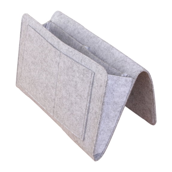 Linen Bedside Hanging Organizer for Bedroom Storage, Portable Caddy for Phone and Remote Control, Fabric Hanging Bag for Dormitory and Home Use with Multiple Pockets