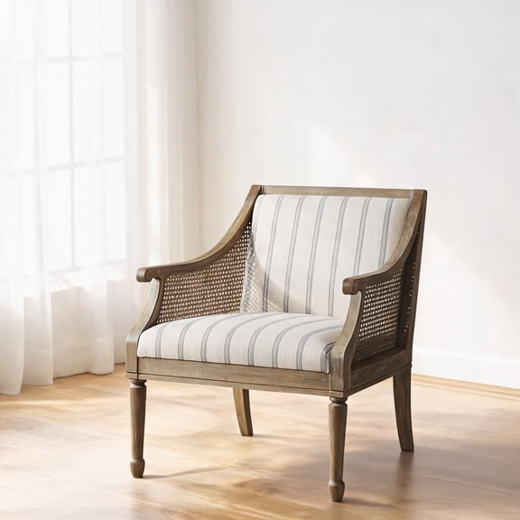 Linen Beige Polyester Accent Armchair, Transitional Accent Seating for Living Room and Entryways