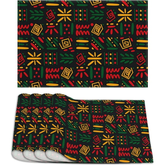 Linen Black History Month Placemats Set of 4 Black History Month Table Mats Black History Month Decorations and Supplies for Home Table-12×18''''