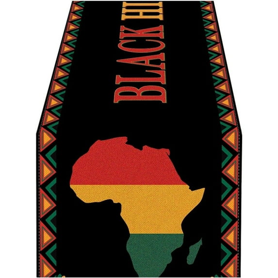 Linen Black History Month Table Runner February African American Party Dining Room Kitchen Table Indoor Outdoor Decoration