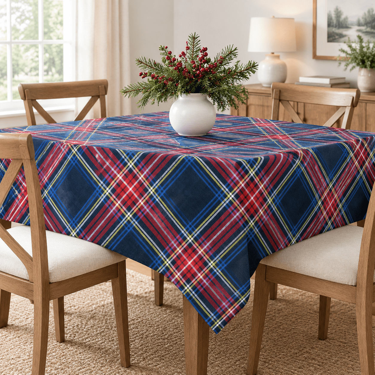 Linen Black Stewart Plaid Square Table Throw 52 X 52 In - Walmart.com