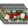 thumbnail image 1 of Linen Black and White Buffalo Check Plaid Christmas Placemats Set of 4 Farmhouse Winter Christmas Xmas Holiday Home Kitchen Table Decorations, 1 of 5