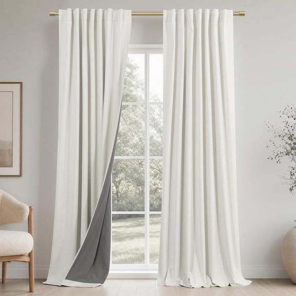 Linen Blackout Curta108 Inches Long Thermalulated Floor To Ceiling For Living Room Bedroom 2 Panel Set