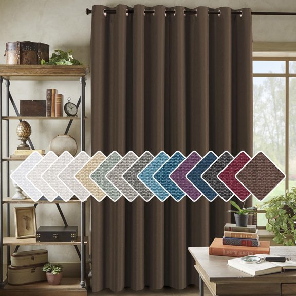 Linen Blackout Curtain 84 Inches Long for Bedroom/Living Room Thermal Insulated Grommet Linen Curtain Drapes Primitive Textured Burlap Effect Window Drapes 1 Panel - Heather Cocoa Brown