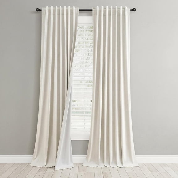 Linen Blackout Curtains 2 Panels for Bedroom Living Room Cream Natural Black Out Thermal Noise Reduction Light Blocking Drapes Rustic Country Back Tab Beige