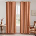 thumbnail image 1 of Linen Blackout Curtains 92 Inches Long for Bedroom Living Room Noise Reducing Thermal Insulated Room Darkening Black Out Curtain with Back Tab Terracotta Drapes 2 Panels Set, 1 of 15