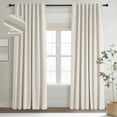 thumbnail image 1 of Linen Blackout Curtains 96 Inch Long, Boho Farmhouse Ivory Birch Viral Drapes Pinch Pleated Curtains with Hooks for Living Room, Neutral 8 FT Back Tab Bedroom Curtains 52" X 96" 2 Panels, 1 of 8