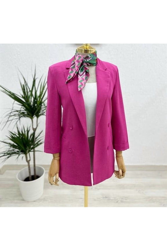 Linen Blazer-Fuchsia