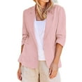 thumbnail image 1 of Linen Blazer Jackets for Women Casual Summer Lightweight Cardigan Plus Size Half Sleeve Office Pockets Lapel Blazer Fully Ladies Plain Open Collared Office Formal Tops Size S-5XL, 1 of 7