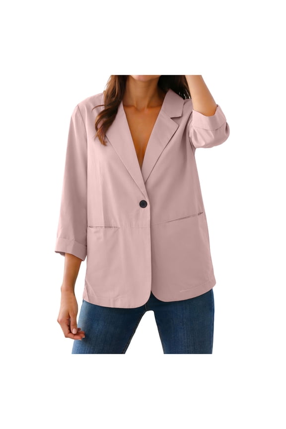 Linen Blazer Women 3/4 Sleeve Lightweight Spring Summer Blazer Jackets (Red, XXL)