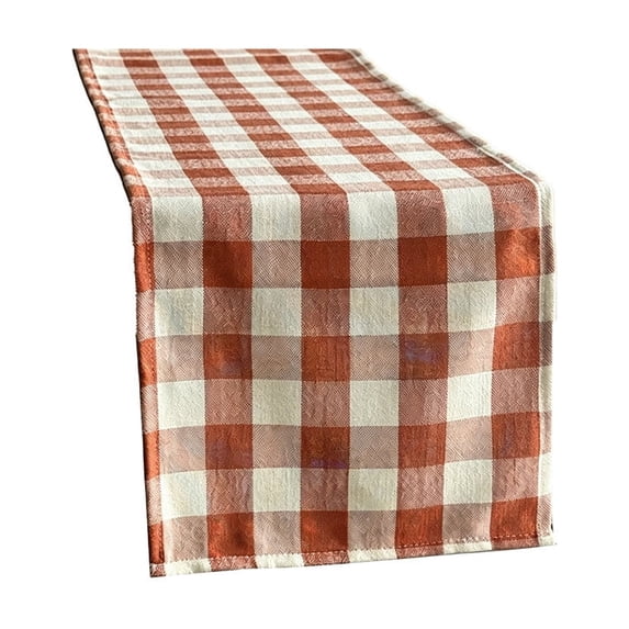 Linen Blend Checkered Tablecloth for Dining Table Indoor Outdoor Decoration, Rustic Farmhouse Table Runner for Wedding Party Banquet Home Decor