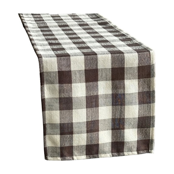Linen Blend Checkered Tablecloth for Dining Table Indoor Outdoor Decoration, Rustic Farmhouse Table Runner for Wedding Party Banquet Home Decor