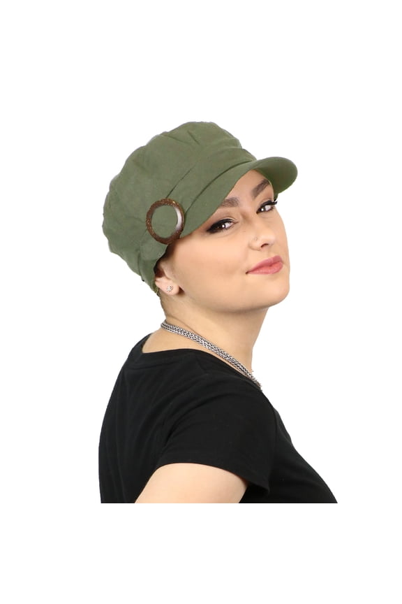 Linen Blend Military Cadet Hat (Olive Green)