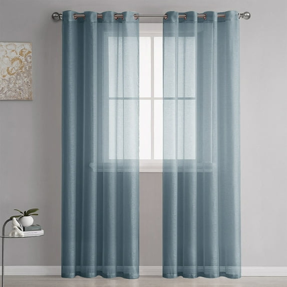 Linen Blend Semi Sheer Curtains 98.4 inches Long 2 Panels Set for Bedroom, Natural Linen Light Filtering Semi Sheer Cutain for Living Room Rod Pocket Drapes, 2pcs, Each 39 W x 98.4 L