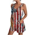 thumbnail image 1 of Linen Blend Summer Rompers Womens Loose Casual Shorts Tropical/4th of July American Flag Printed Sleeveless Jumpsuits (XXL, 4th July #7), 1 of 7