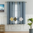 thumbnail image 1 of Linen Blend Textured Grommet Window Curtain Panels for Kitchen Living Room Bedroom Farmhouse Window Treatment Drapes, 37 x 63 Inch, 2 Panels.Blue, 1 of 5
